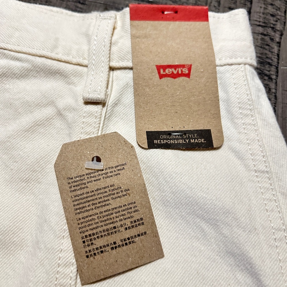 Levi's Cream/White Button-Front Mini Skirt Size 28 - Picture 5 of 10